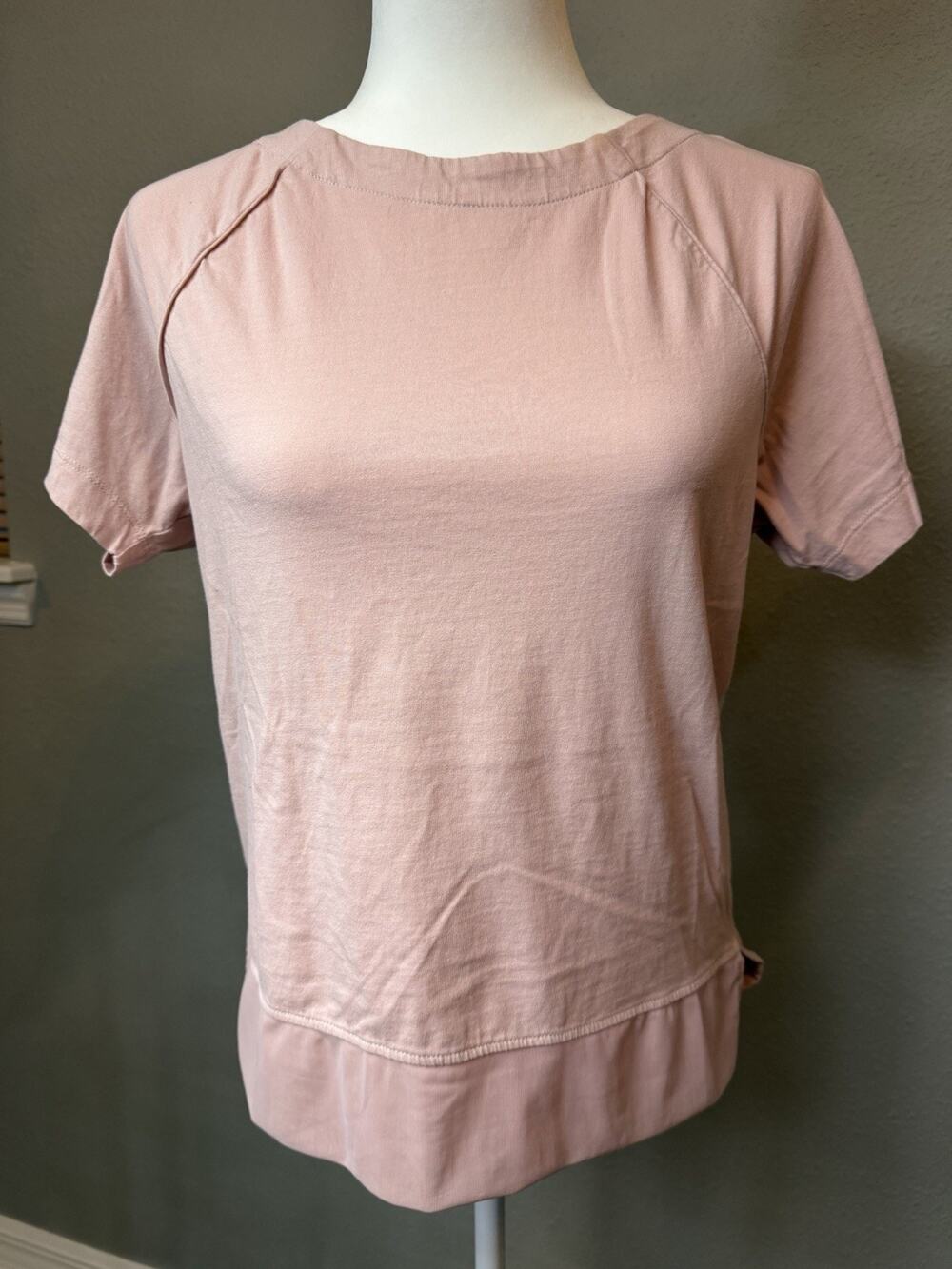 SATVA Women's Rose Pink 100% Organic Cotton Crew Neck Short Sleeve Shirt Small